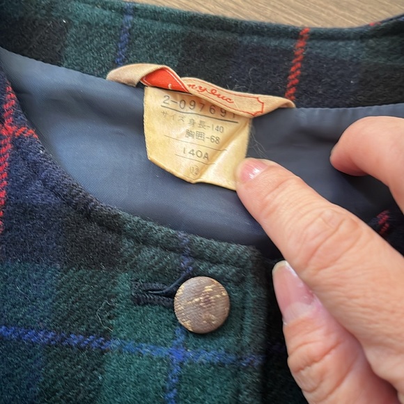 Plaid wool coat Youth 8-10 - Picture 2 of 4